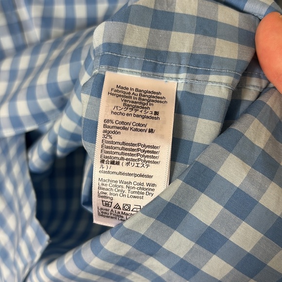 J. Crew Performance Slim Untucked Gingham Blue size Large - Picture 6 of 8